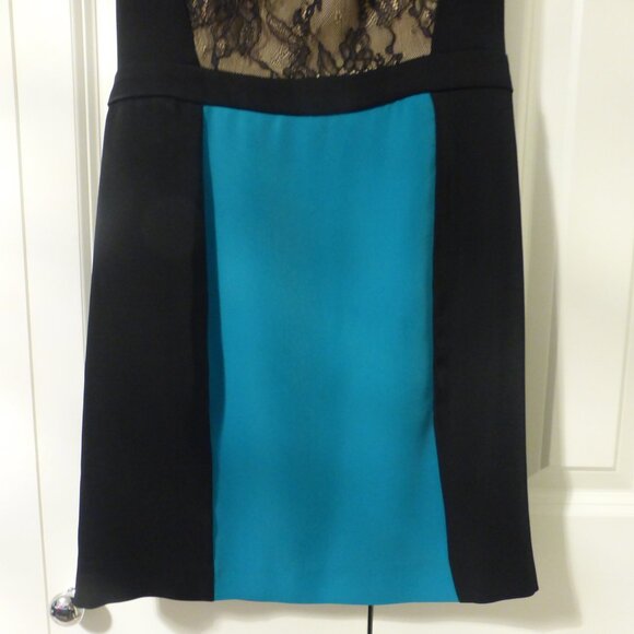 BEBE black, white and blue colour block dress with lace accent - Picture 14 of 14